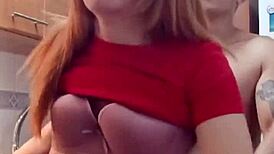 eating mother-in-law's wet pussy in kitchen