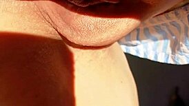 mature woman spreads her huge labia for close-up flashing in homemade video