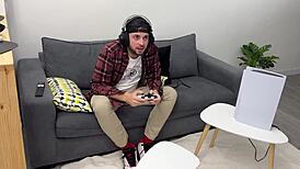 Pamela Mendoza Aggressively Sucks Gamer Boy's Massive Cock