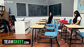 Naughty Teacher Seduces Innocent Student In Classroom