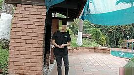 Risky outdoor sex with horny stepsister