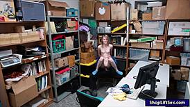 Skinny shoplifter gets pounded by LP officer in the office