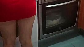 eating mother-in-law's wet pussy in kitchen