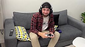 Pamela Mendoza Aggressively Sucks Gamer Boy's Massive Cock