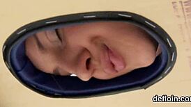 Pretty sweetie gapes twat and gets deflorated