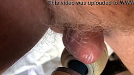 soft cock cums after gentle vibrator stimulation