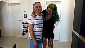 Older man subdued by two taller women femdom facesitting - trailer