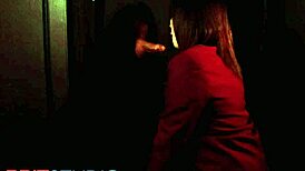 Student eagerly sucks cock through the gloryhole