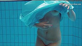 piyavka chehova's big bouncy juicy tits bounce underwater as she bathes in the pool