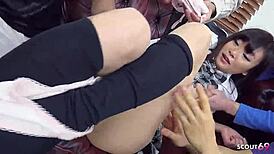 無修正JAV小柄日本人娘が老爺輪姦で初ぶっかけ＆多重中出し