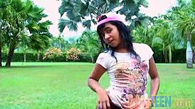 Petite teen Tobie fingers her wet pussy solo in the shower