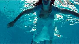 piyavka chehova's big bouncy juicy tits bounce underwater as she bathes in the pool