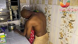 She Squirts A Lot Digging That Big Cock In The Kitchen!