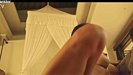 busty flexible gymnast teases with acrobatic masturbation