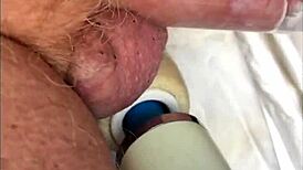 soft cock cums after gentle vibrator stimulation