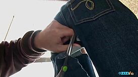 bitch with ripped jeans gets dicks through hole 😈