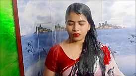 wet saree in the shower