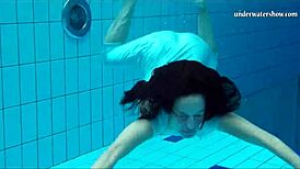 piyavka chehova's big bouncy juicy tits bounce underwater as she bathes in the pool