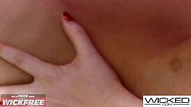 busty wife fantasizes hot blonde during husband fuck