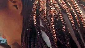 Ebony girl sucks big black cock and swallows cum in car