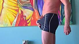 Pervy Papifachero loves how these shorts grab his cock and make him cum!