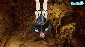 Hot amateur teen in bat costume masturbates upside down for epic orgasm?