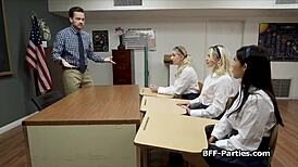 Classroom Foursome With Lucky Teachers Fat Dick