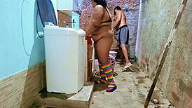 Amador Padrasto Fode Com Sua Enteada No Quintal De Casa E Goza Duas Vezes Em Sua Boca