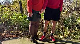 mother-in-law loves holding my dick outside while i pee in the public toilet