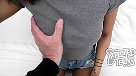 shes just 4 11, only 18, and sucking cock in this pov interview?