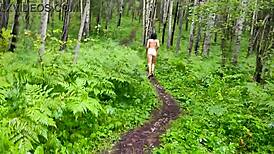 Naked stepmom walks outdoors, teasing with perfect body and foot fetish