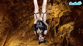 Hot amateur teen in bat costume masturbates upside down for epic orgasm?