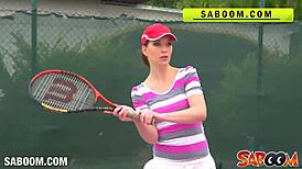 Young European redhead rides big cock in outdoor training session