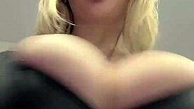 Big natural tits bursting out of elastic leather excite me