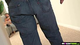 lizz tayler gets caught masturbating and offers a wild fuck to the guy.