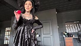 Check out freaky goth step sis at halloween party