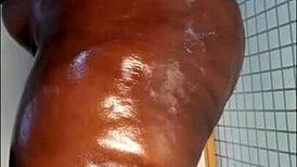 big oiled booty twerks teasingly with and without thong