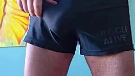Pervy Papifachero loves how these shorts grab his cock and make him cum!