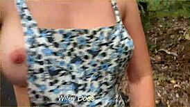 my wife felt so daring running in public, flashing her sideboob and big tits outdoors