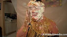 are these blondes getting wet and messy with face pies?