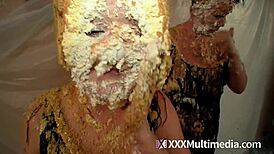 are these blondes getting wet and messy with face pies?