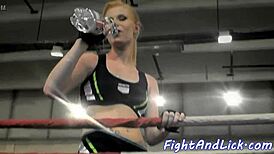 Muscular Women Wrestling In A Boxing Ring