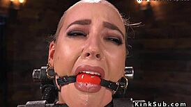 I'm seeing this slave with trimmed pussy riding the sybian in bdsm bondage.