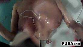 nikita von james takes a relaxing shower after exercise