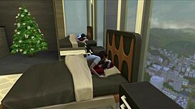 Christmas morning fuck session with shemale and lesbian action