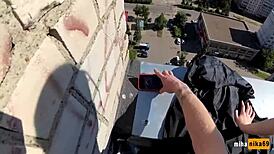 russian girl relaxes on the roof