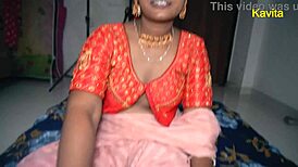 Indian couple in saree fucks close-up, housewife rides small cock.