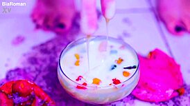 bia roman gets her feet all messy