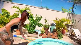 pool day they fuck me from my dirty ass to mouth, cum on face so much load i swollow