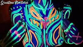 Wild slim girl fucked under UV light